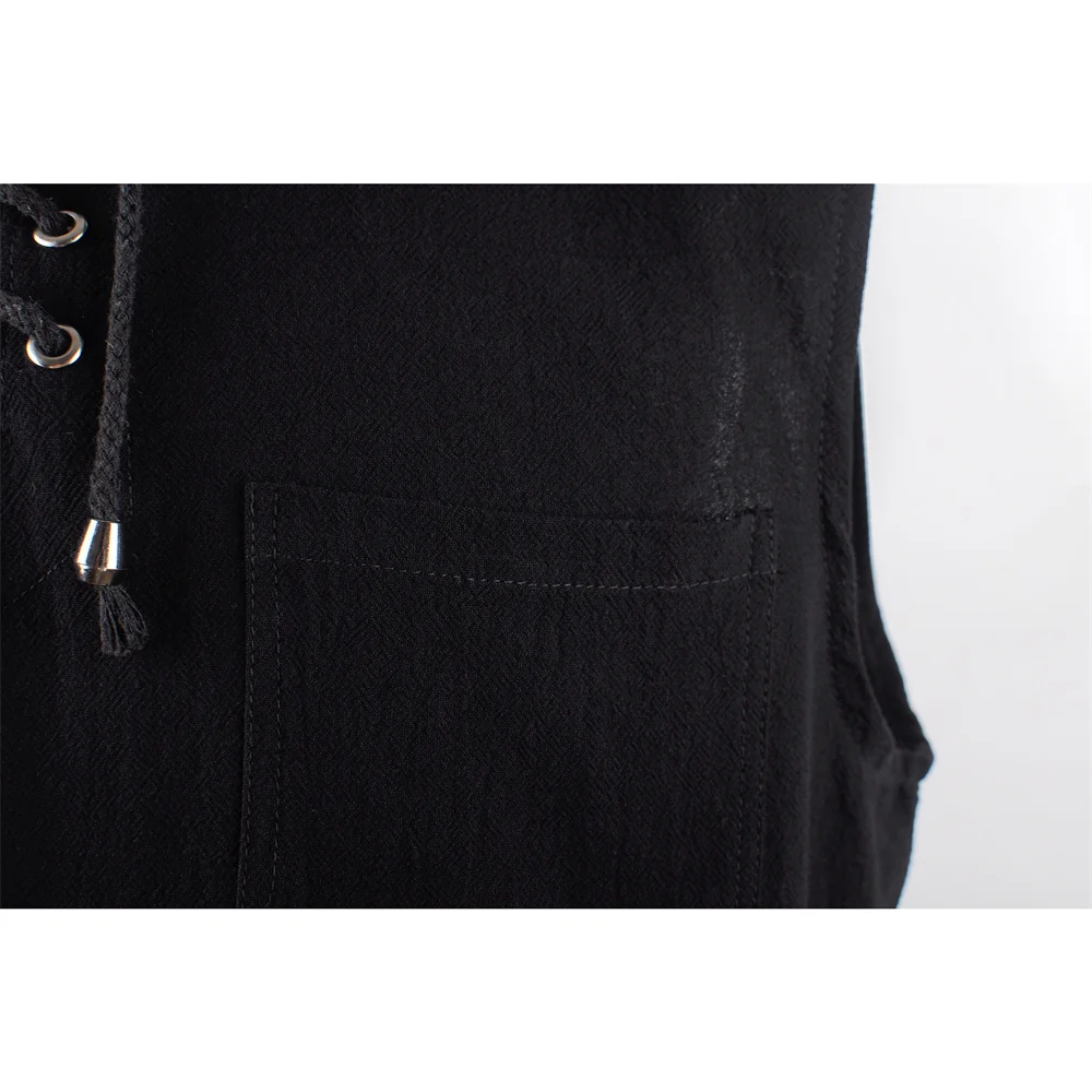 Men's Tank Tops Cotton Linen Breathable Lightweight Solid Color Drawstring Design V-neck Cool Feeling Vacation Style Male Tops