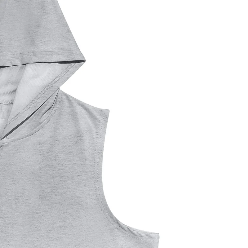 2025 Summer New style Men's Sports casual tank top Training Zipper Hooded Open Collar Sleeveless Loose Breathable Vest men Tops