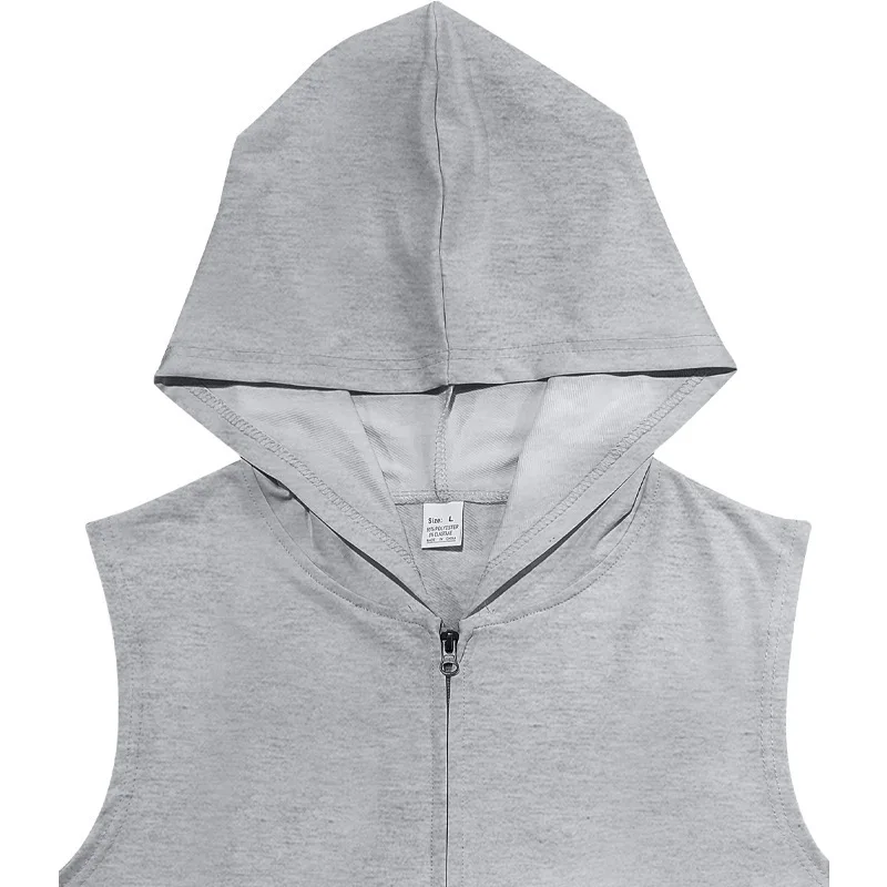 2025 Summer New style Men's Sports casual tank top Training Zipper Hooded Open Collar Sleeveless Loose Breathable Vest men Tops