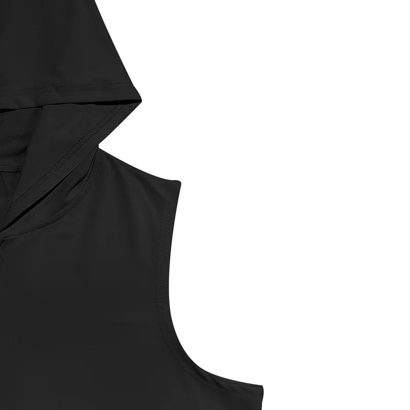 2025 Summer New style Men's Sports casual tank top Training Zipper Hooded Open Collar Sleeveless Loose Breathable Vest men Tops