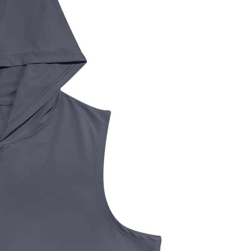 2025 Summer New style Men's Sports casual tank top Training Zipper Hooded Open Collar Sleeveless Loose Breathable Vest men Tops