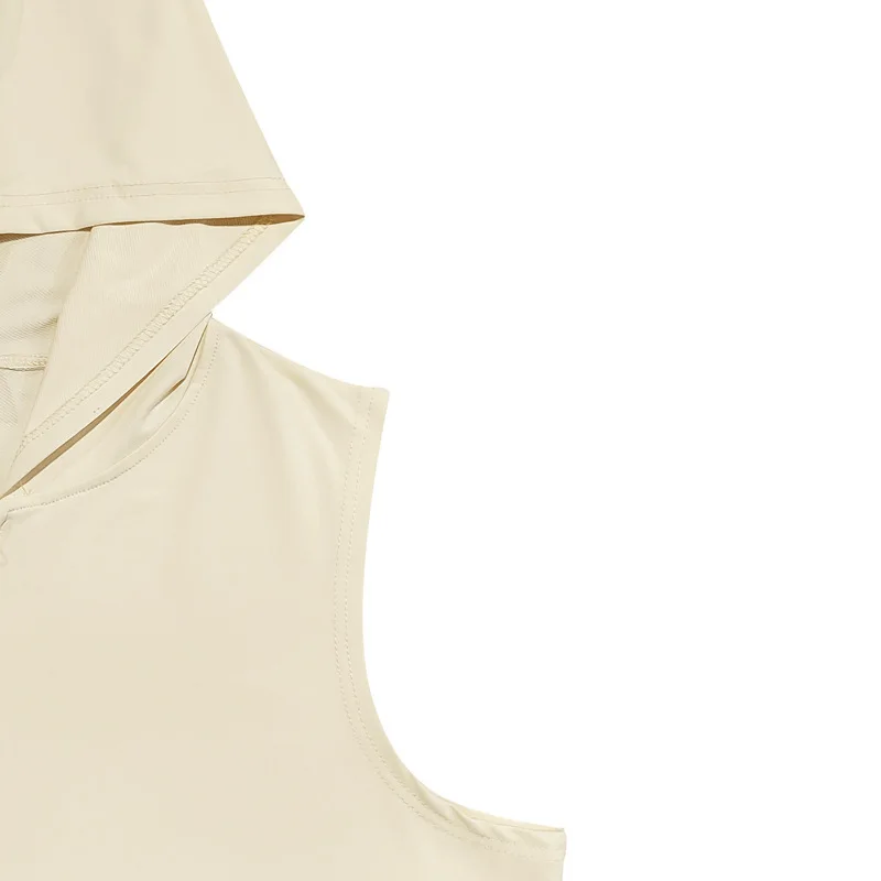 2025 Summer New style Men's Sports casual tank top Training Zipper Hooded Open Collar Sleeveless Loose Breathable Vest men Tops