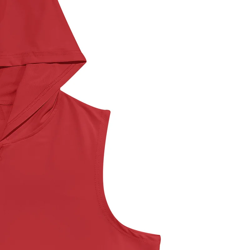 2025 Summer New style Men's Sports casual tank top Training Zipper Hooded Open Collar Sleeveless Loose Breathable Vest men Tops