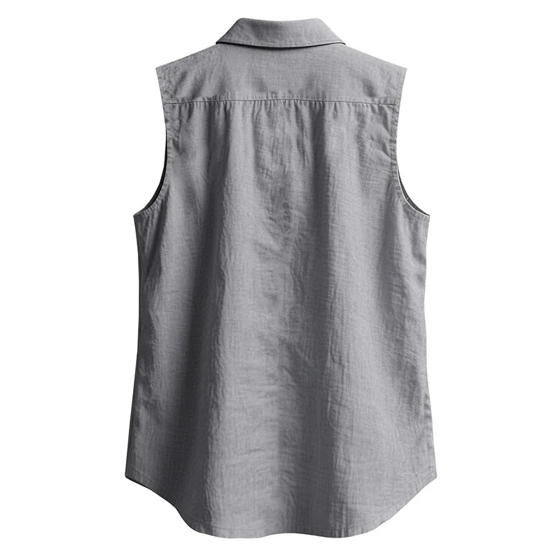 Summer casual BreathableTurn Down Collar button Sleeveless cardigan t-shirt vestMen Solid Sports Loose Beach Tops