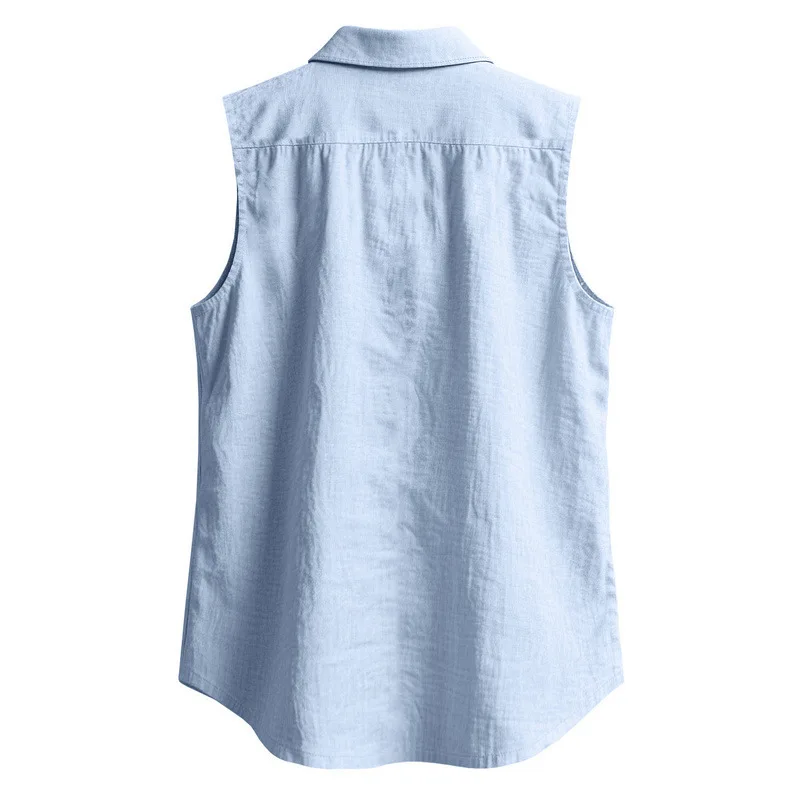 Summer casual BreathableTurn Down Collar button Sleeveless cardigan t-shirt vestMen Solid Sports Loose Beach Tops