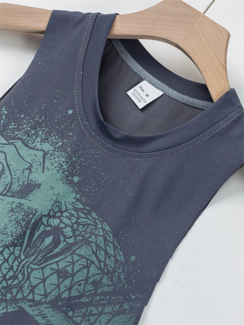 2025 NEW Summer Fitness Tank Top Men Sports tank top Fashion Comfortable Printed Loose tops printing running Sleeveless vest Men