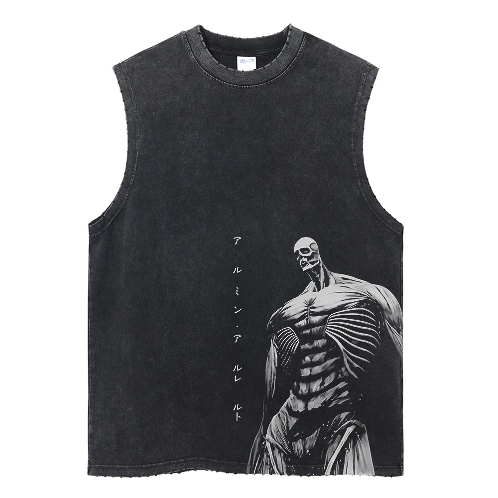 Attack on Titan Japanese anime s highly popular 2D printed 2025 summer trendy washable vest top mens clothing tank tops