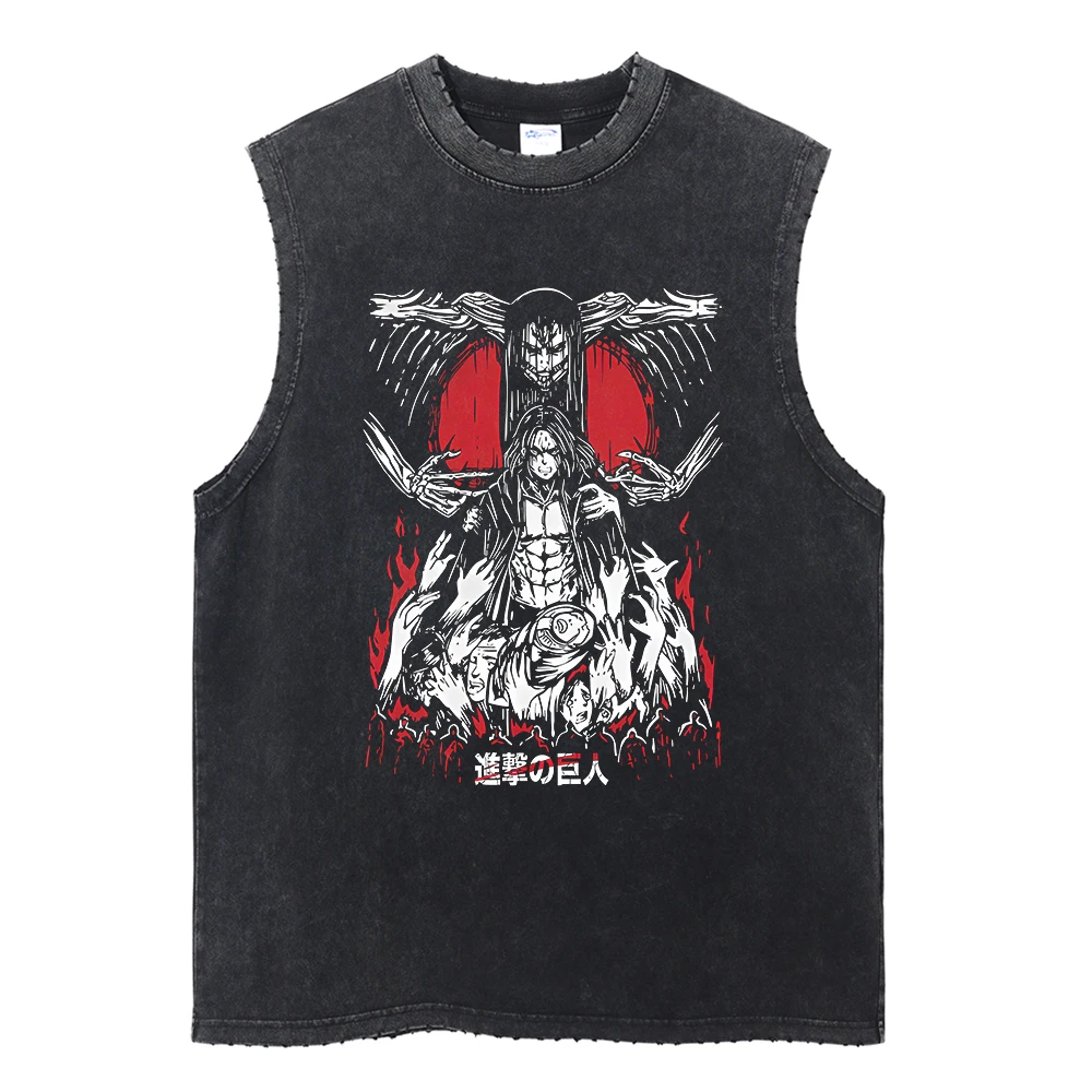 Attack on Titan Japanese anime s highly popular 2D printed 2025 summer trendy washable vest top mens clothing tank tops