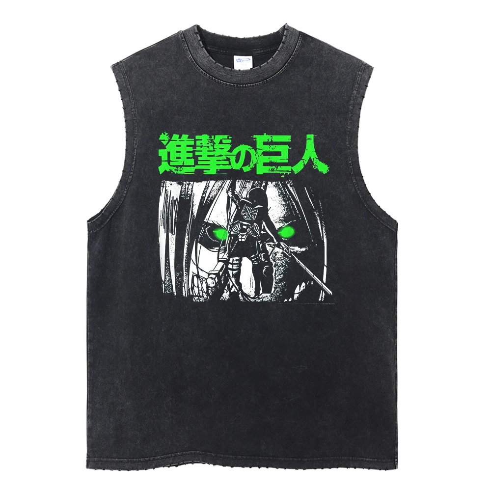 Attack on Titan Japanese anime s highly popular 2D printed 2025 summer trendy washable vest top mens clothing tank tops