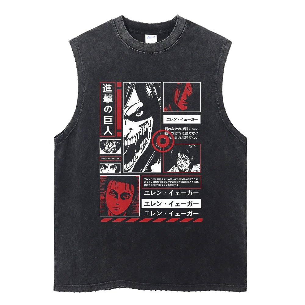 Attack on Titan Japanese anime s highly popular 2D printed 2025 summer trendy washable vest top mens clothing tank tops