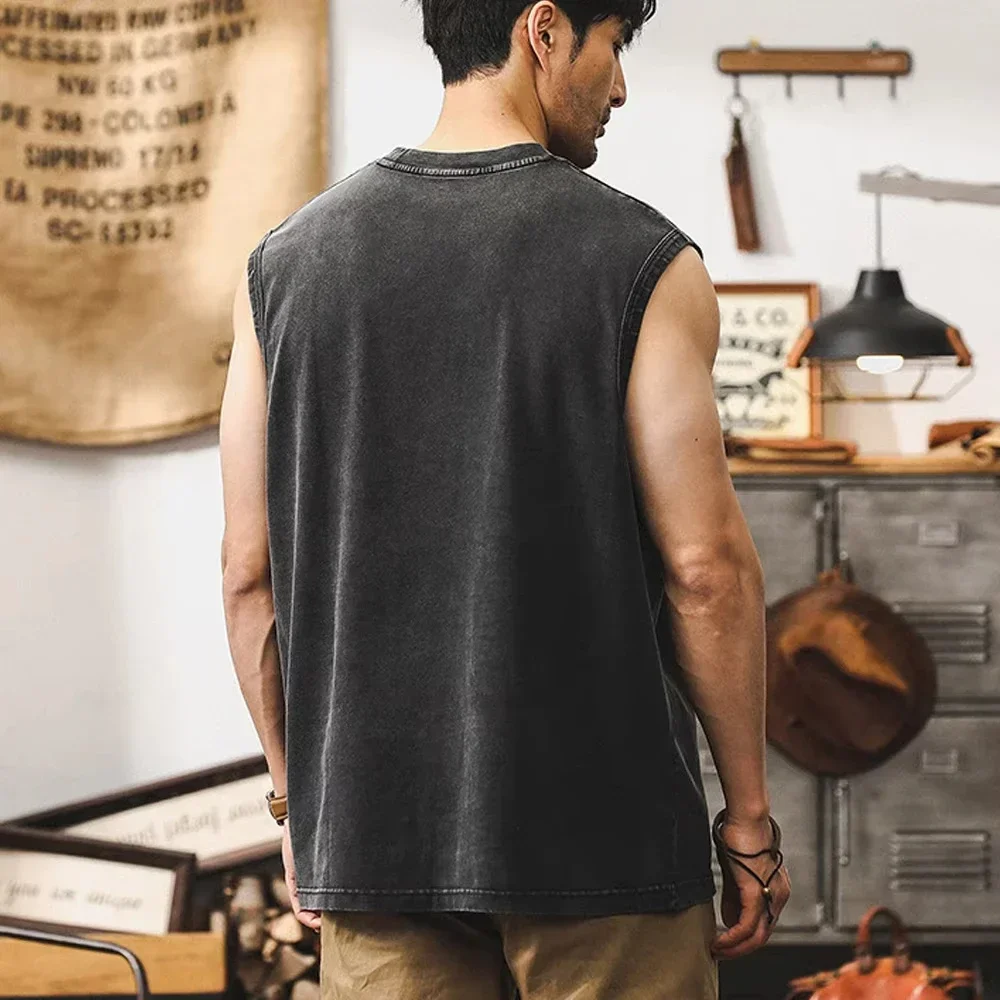 Cotton Kiss 1976 vintage washed vintage batik loose men s rock sleeveless 100% pure cotton daily vest summer T-shirt top Cotton Kiss 1976 vintage washed vintage batik loose men s rock sleeveless 100% pure cotton daily vest summer T-shirt top