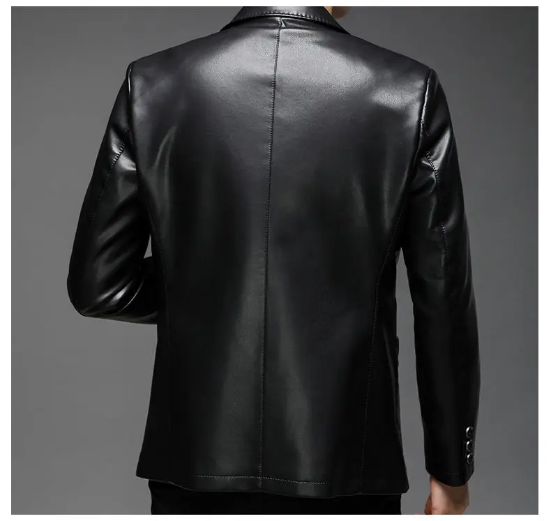 Autumn Winter Male Korean Fashion Casual PU Leather Jacket Hombre Thick Warm Add Velvet Buttos Coat Men All-match Outwear Top