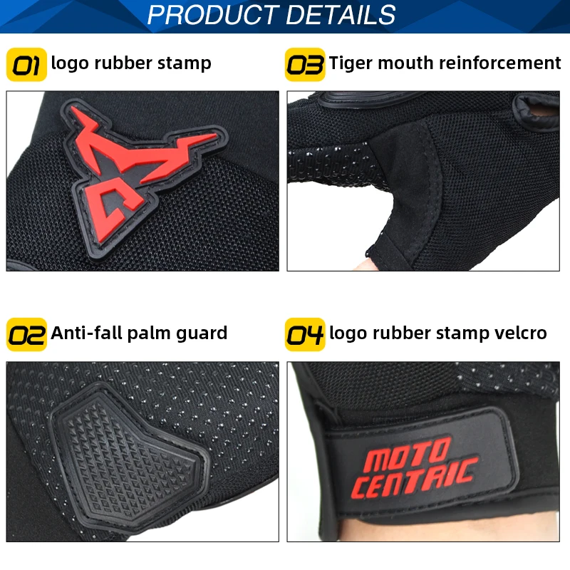MOTOCENTRIC Summer Motorcycle Gloves Half Finger Breathable Motorcyclist Gloves ATV MTB Cycling Gloves Anti-fall Palm Guard Moto