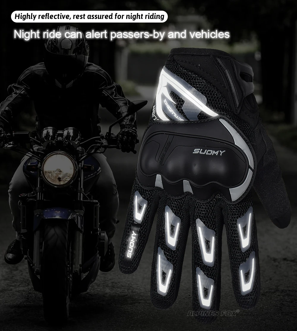 Suomy Motorcycle Gloves Summer Mesh Breathable Moto Gloves Men Women Touch Screen Motocross Gloves Touch Screen Cycling Gloves