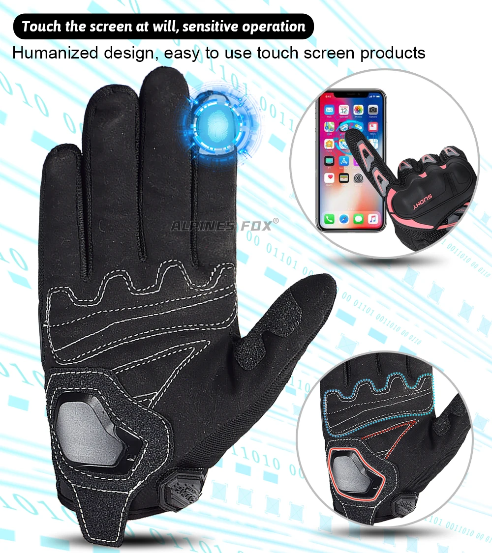 Suomy Motorcycle Gloves Summer Mesh Breathable Moto Gloves Men Women Touch Screen Motocross Gloves Touch Screen Cycling Gloves