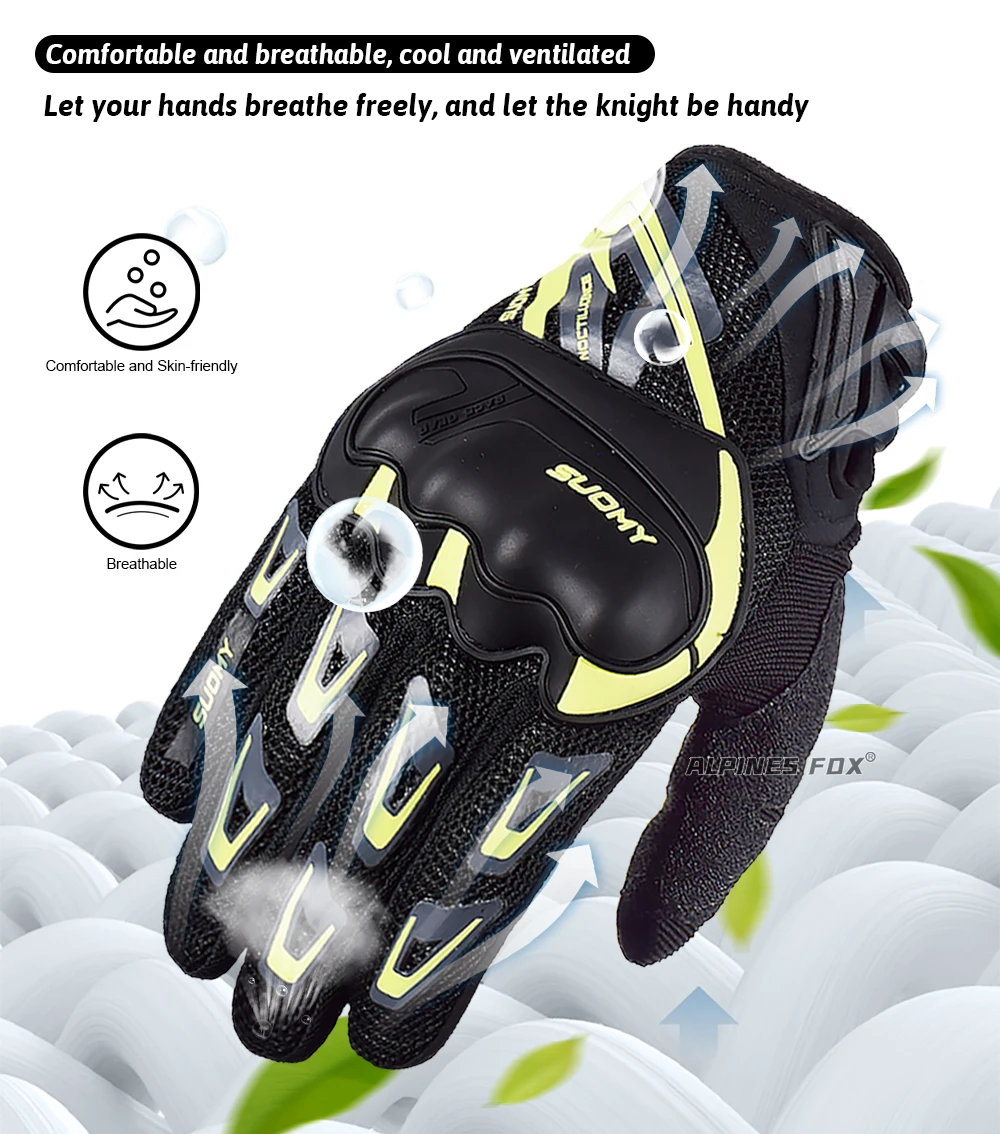 Suomy Motorcycle Gloves Summer Mesh Breathable Moto Gloves Men Women Touch Screen Motocross Gloves Touch Screen Cycling Gloves