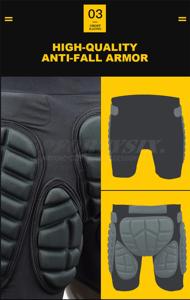 Men's Motorcycle Armor Trousers Motocross Pants Long Armor Knee Crotch Hip Protection Motorbike Riding Racing Equipment Shorts