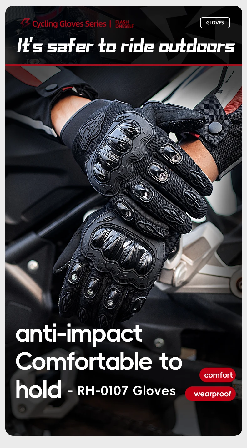 Moto Motorcycle Protect Racing Glove Cycling Riding Men Anti-drop Four-season Breathable Full Finger Knight Touch Screen Gloves