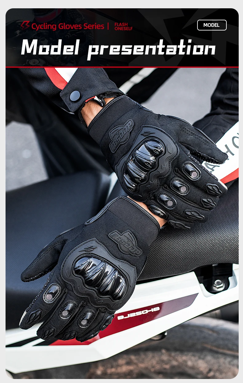 Moto Motorcycle Protect Racing Glove Cycling Riding Men Anti-drop Four-season Breathable Full Finger Knight Touch Screen Gloves