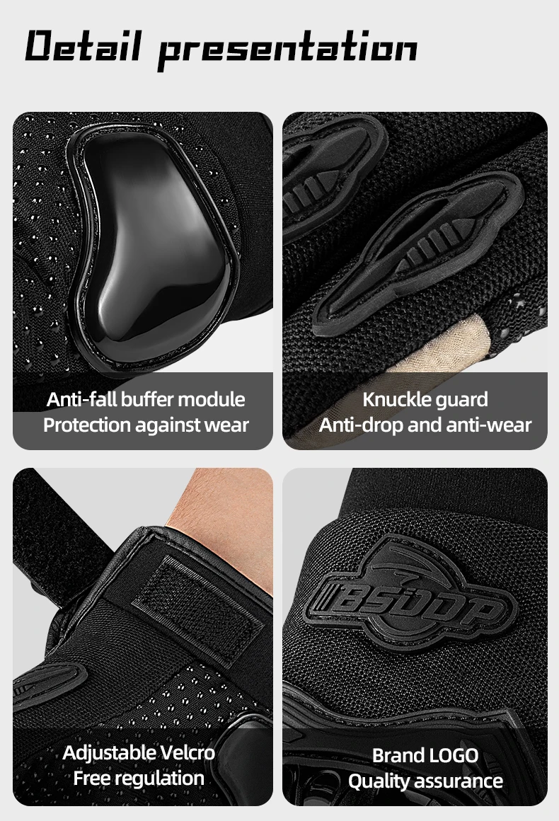 Moto Motorcycle Protect Racing Glove Cycling Riding Men Anti-drop Four-season Breathable Full Finger Knight Touch Screen Gloves