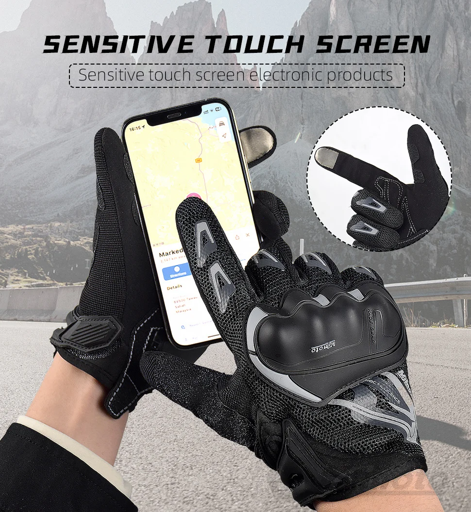 MJMOTO Gray Reflective Summer Gloves for Motorcyclist Breathable Touchscreen Protective Motorbike Gloves Motorcycle accessories