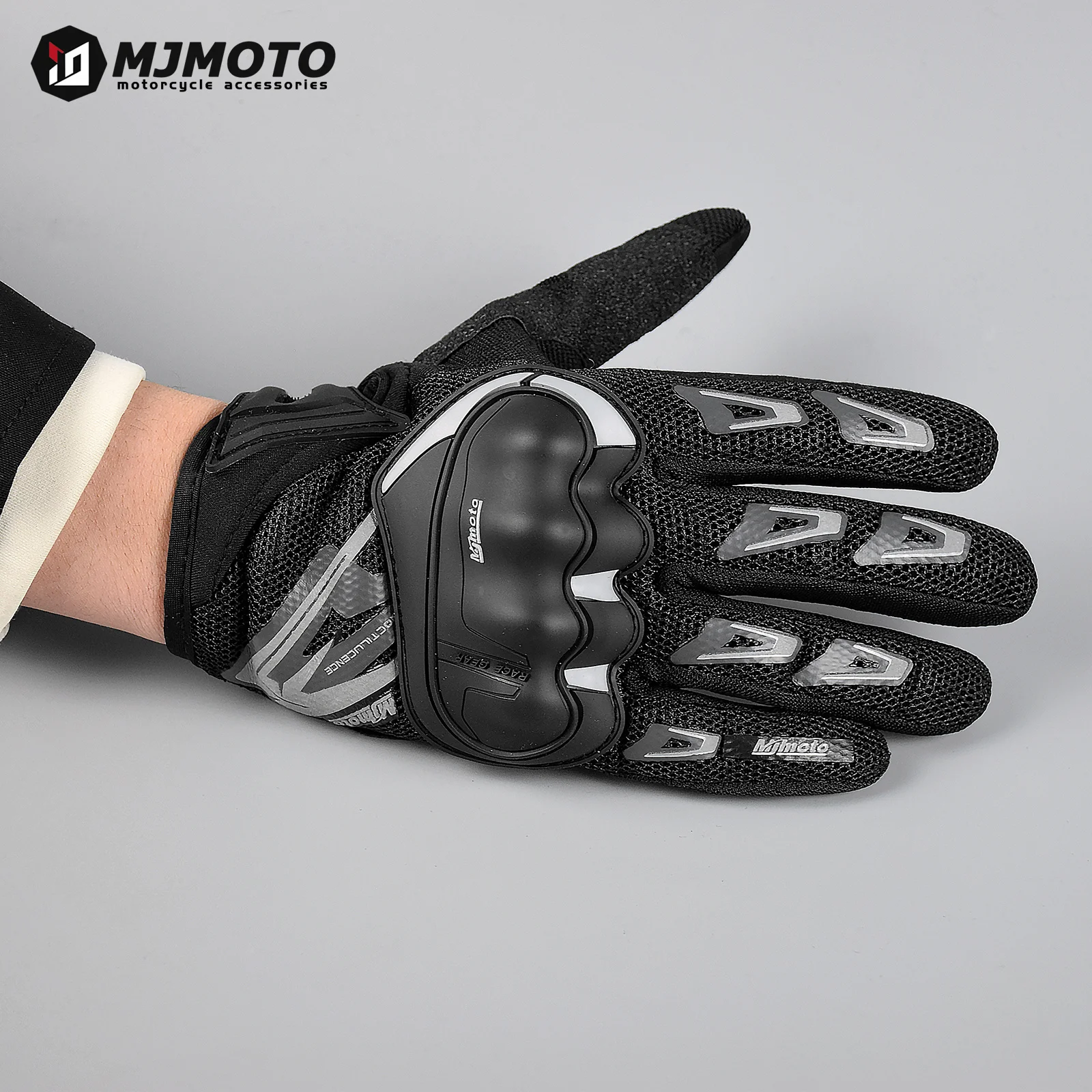 MJMOTO Gray Reflective Summer Gloves for Motorcyclist Breathable Touchscreen Protective Motorbike Gloves Motorcycle accessories