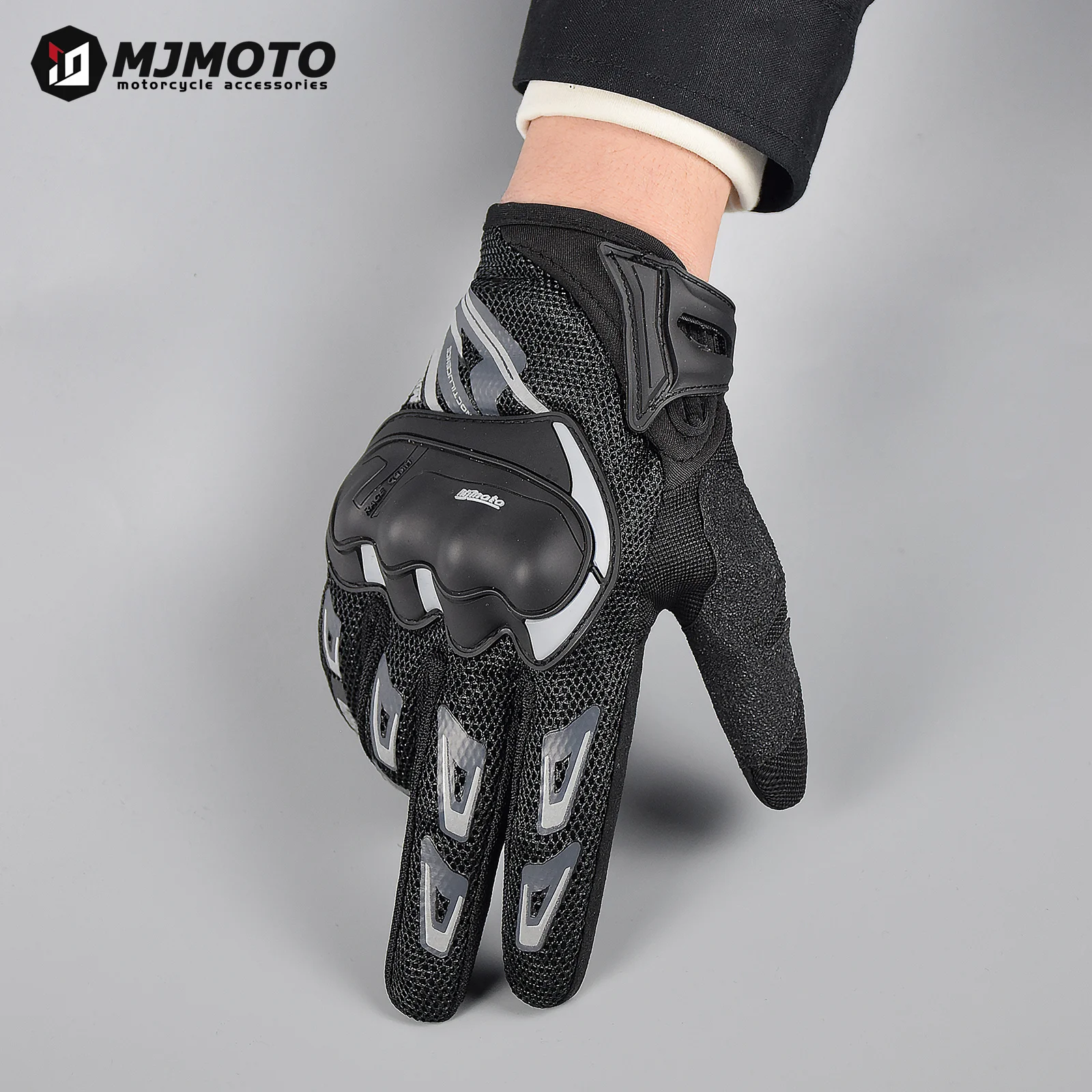 MJMOTO Gray Reflective Summer Gloves for Motorcyclist Breathable Touchscreen Protective Motorbike Gloves Motorcycle accessories