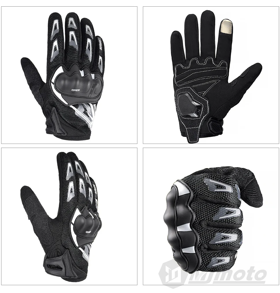MJMOTO Gray Reflective Summer Gloves for Motorcyclist Breathable Touchscreen Protective Motorbike Gloves Motorcycle accessories