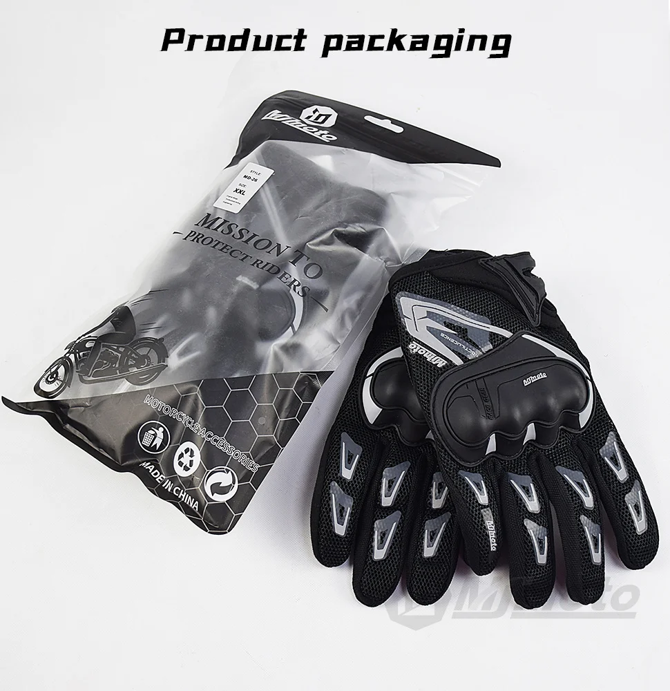 MJMOTO Gray Reflective Summer Gloves for Motorcyclist Breathable Touchscreen Protective Motorbike Gloves Motorcycle accessories