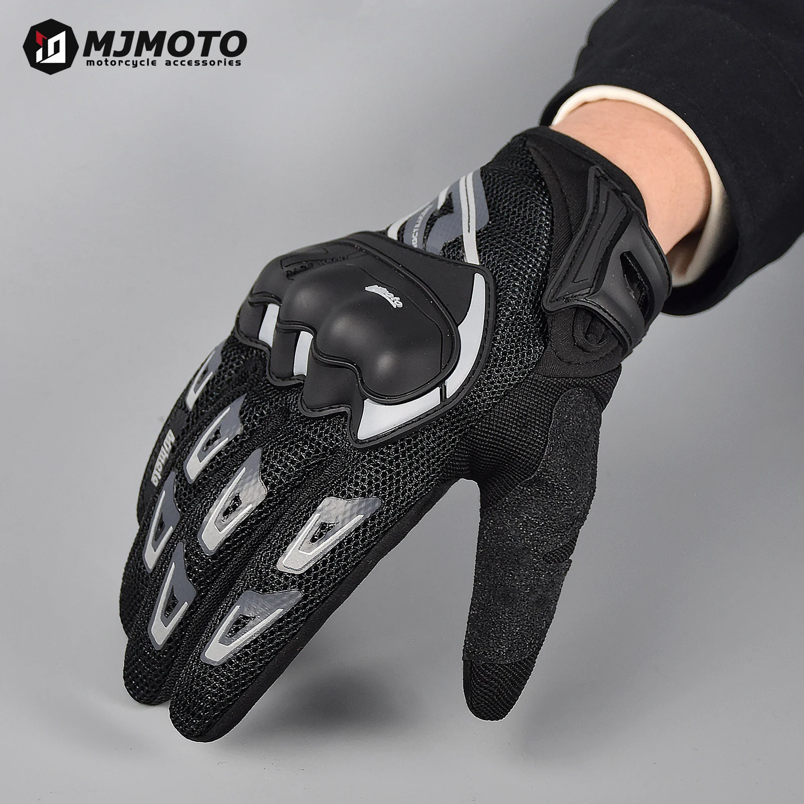 MJMOTO Gray Reflective Summer Gloves for Motorcyclist Breathable Touchscreen Protective Motorbike Gloves Motorcycle accessories