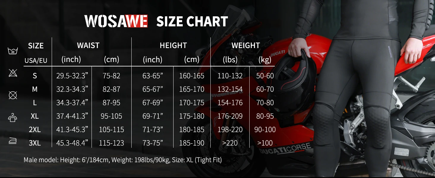 WOSAWE Summer CE1/2 Protective Motorcycle Racing Pants Men's Motocross Off-Road Pants Black Mountain Bike Cycling Moto Pants