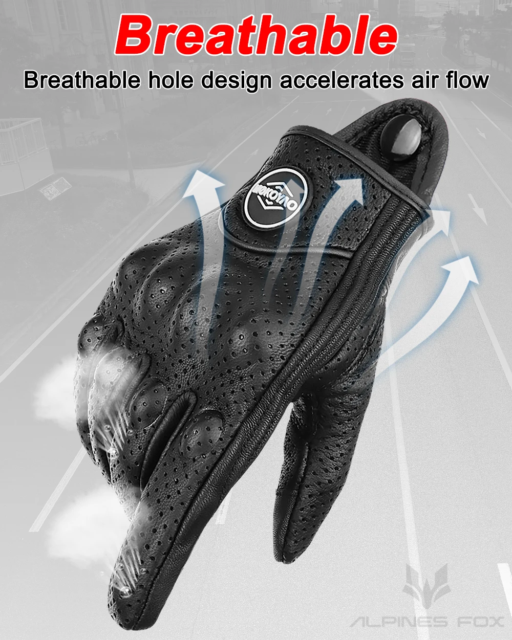 Leather Motorcycle Gloves Men Women Breathable Perforated Motorbike Urban Riding Gloves Retro Touchscreen Motocross Racing Glove