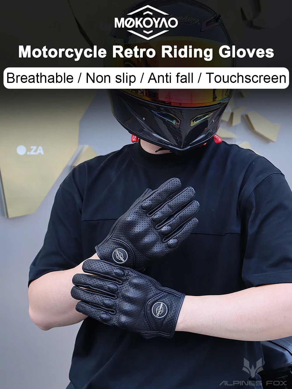 Leather Motorcycle Gloves Men Women Breathable Perforated Motorbike Urban Riding Gloves Retro Touchscreen Motocross Racing Glove