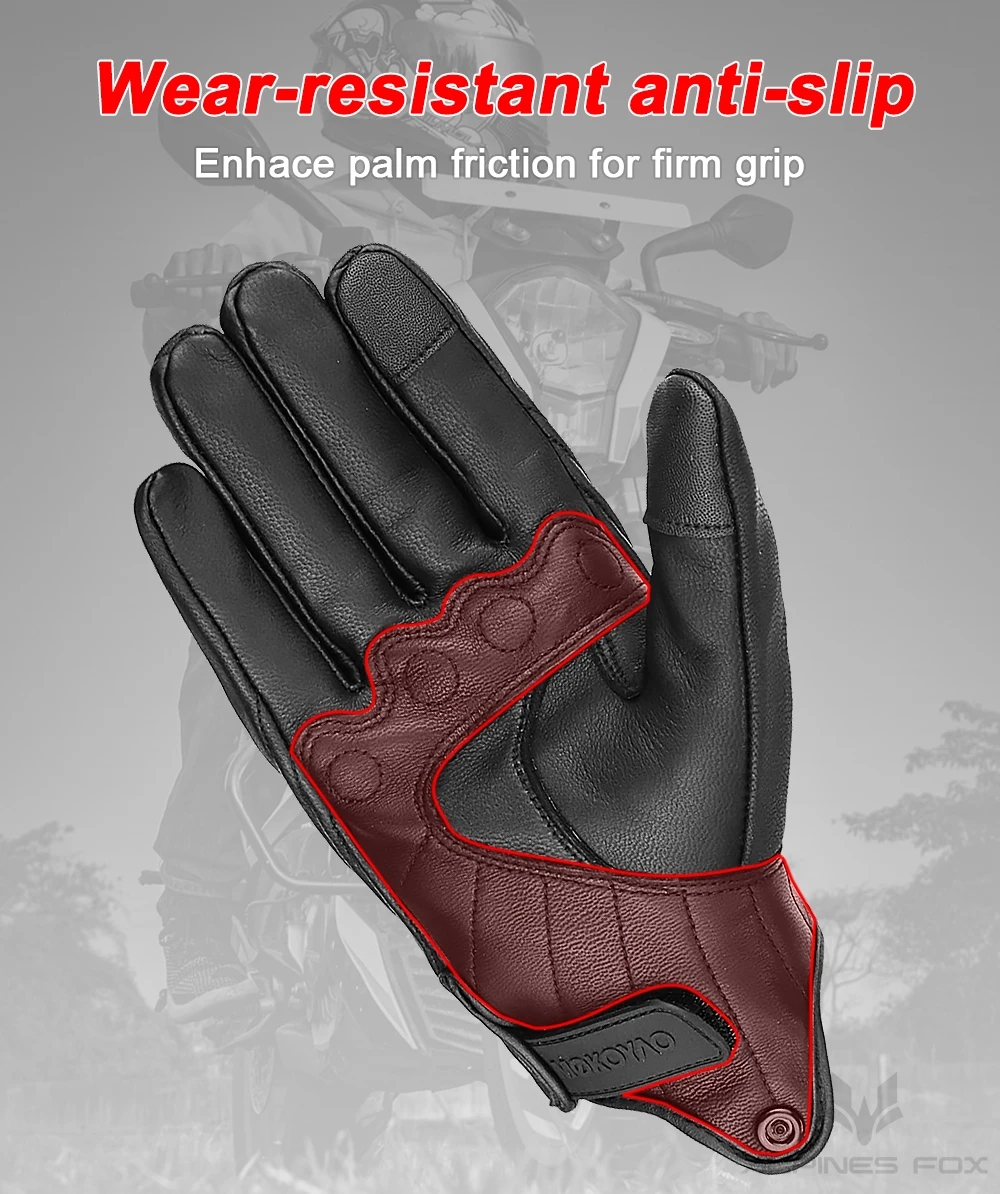 Leather Motorcycle Gloves Men Women Breathable Perforated Motorbike Urban Riding Gloves Retro Touchscreen Motocross Racing Glove