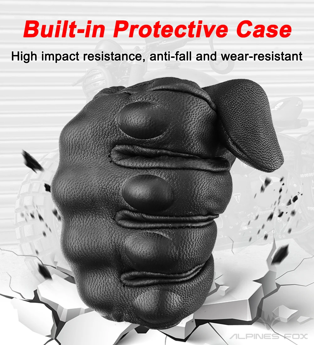 Leather Motorcycle Gloves Men Women Breathable Perforated Motorbike Urban Riding Gloves Retro Touchscreen Motocross Racing Glove