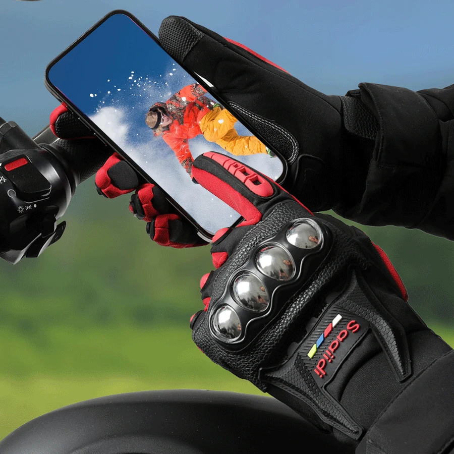 Winter motorcycle gloves, men's and women's touch screens, anti slip, anti fall, anti splash, windproof, motorcycle thermal glov