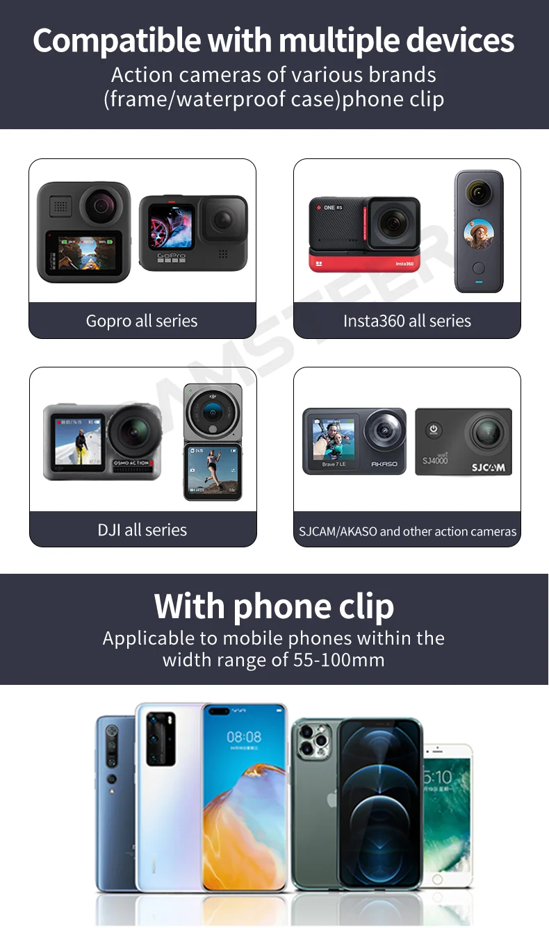 LS2 FF906 Helmet Custom Aluminium Chin Mount for GoPro Hero 12 11 10 9 8 Insta360 X4 X3 Ace pro DJI Action 3 4 Camera Accessory