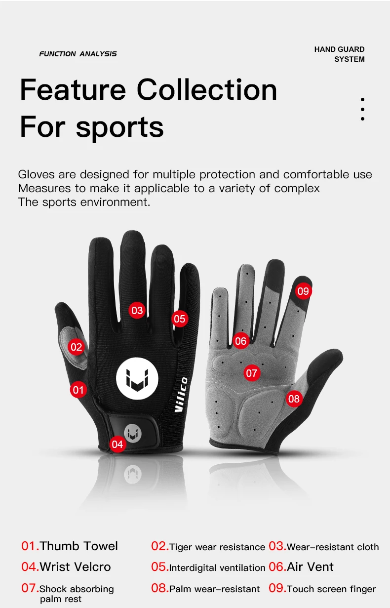Autumn Winter MTB Cycling Long Finger Gloves Non-Slip Wear Shock Proof Breathable Touch Screen Bicycle Motorbike Gloves Men