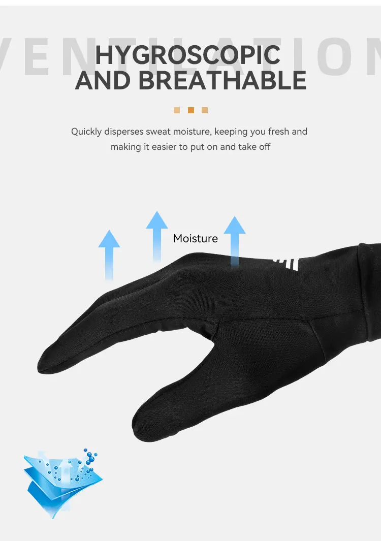 SFK Black Motorcycle Gloves Liner Summer Breathable Ice Silk Texture Sweat Absorption Quick Drying Riding Gears Accessories