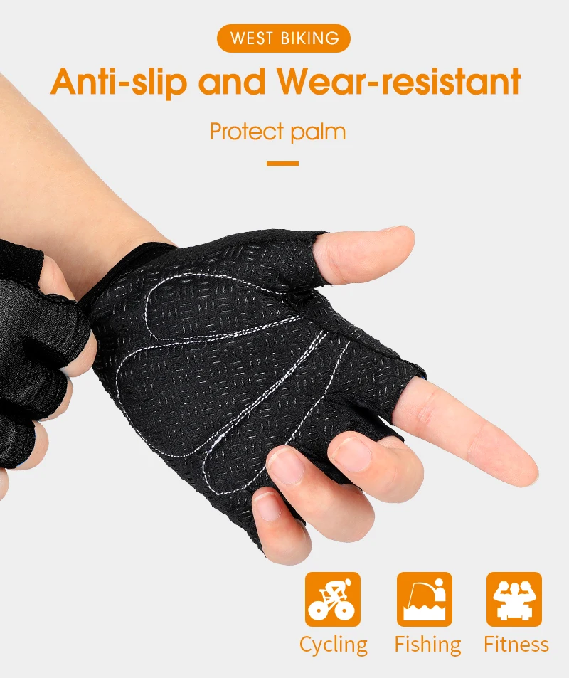 WEST BIKING Summer Cycling Gloves  MTB Full Finger Bike Gloves Touch Screen Non-Slip Silicone Palm Rest Driving Riding Gloves