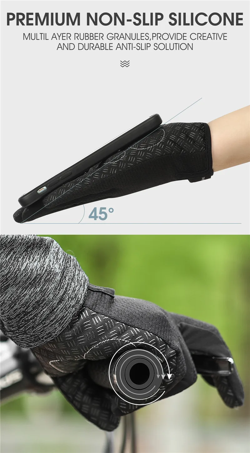 WEST BIKING Summer Cycling Gloves  MTB Full Finger Bike Gloves Touch Screen Non-Slip Silicone Palm Rest Driving Riding Gloves