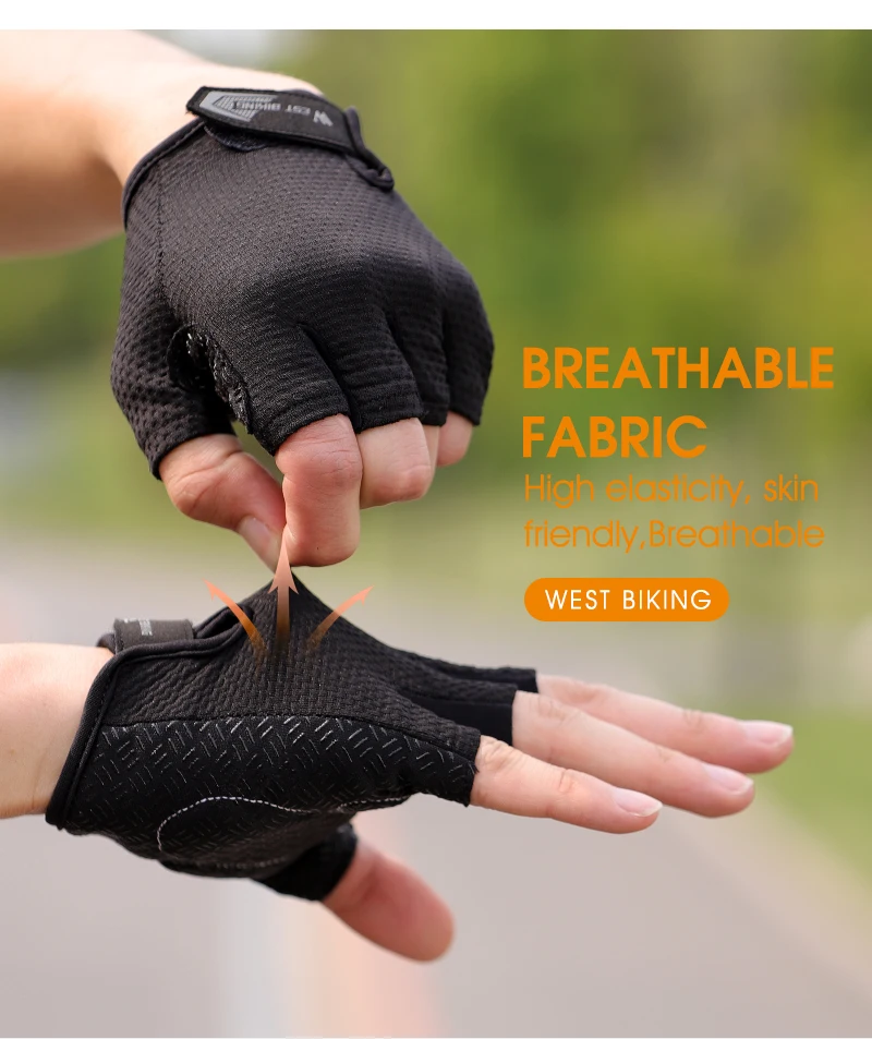 WEST BIKING Summer Cycling Gloves  MTB Full Finger Bike Gloves Touch Screen Non-Slip Silicone Palm Rest Driving Riding Gloves