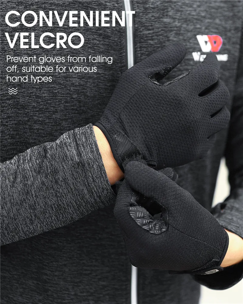 WEST BIKING Summer Cycling Gloves  MTB Full Finger Bike Gloves Touch Screen Non-Slip Silicone Palm Rest Driving Riding Gloves