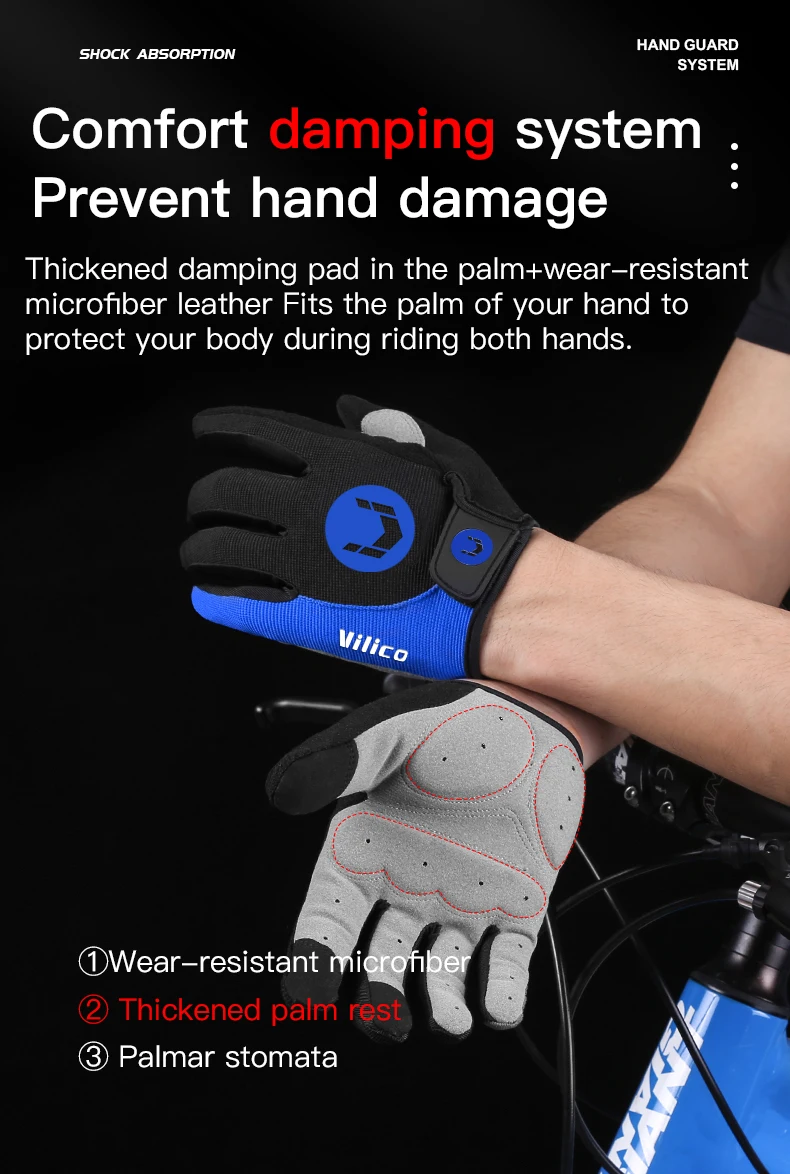 Autumn Winter MTB Cycling Long Finger Gloves Non-Slip Wear Shock Proof Breathable Touch Screen Bicycle Motorbike Gloves Men