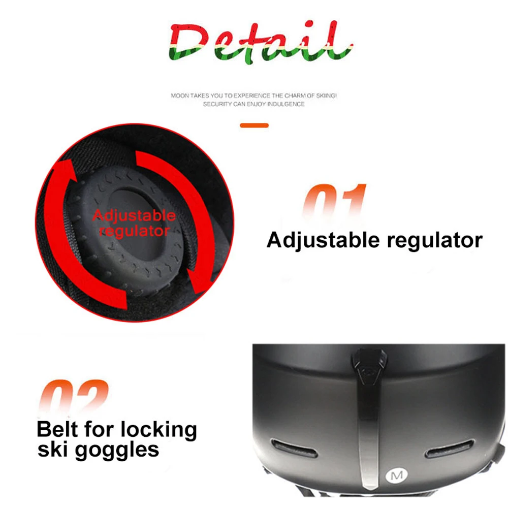 MOON Skiing Helmet Goggles Integrally-Molded PC+EPS High-Quality Ski Helmet Outdoor Sports Ski Snowboard Skateboard Helmets