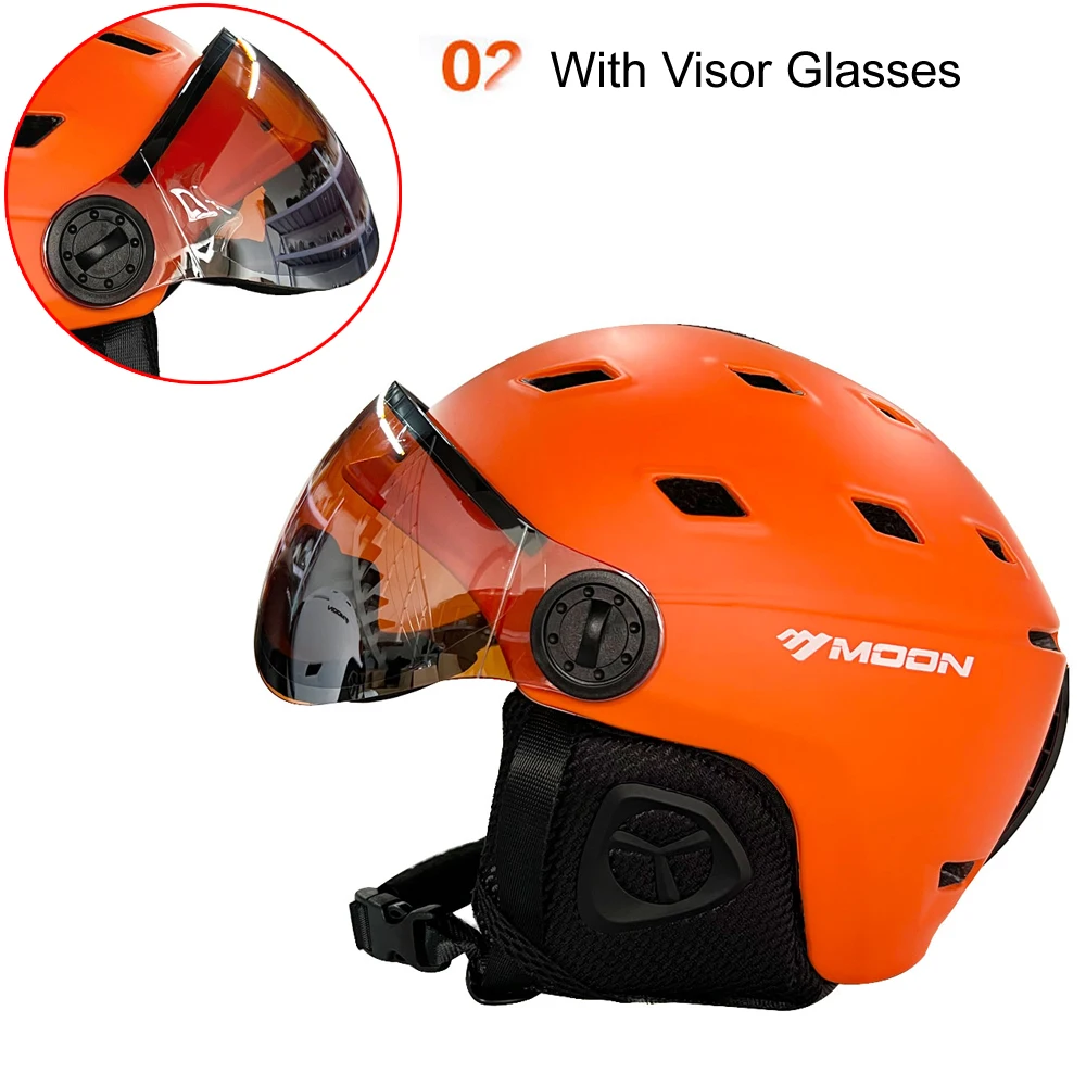 MOON Skiing Helmet Goggles Integrally-Molded PC+EPS High-Quality Ski Helmet Outdoor Sports Ski Snowboard Skateboard Helmets