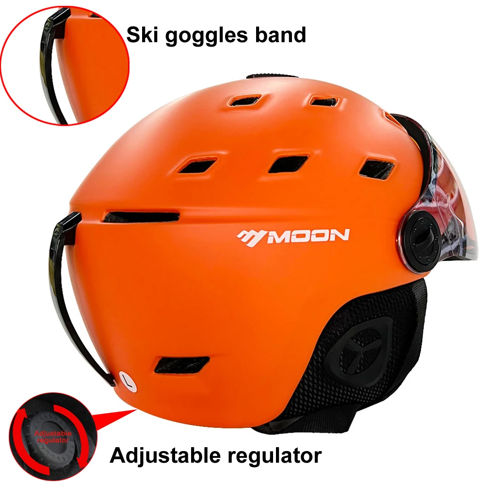 MOON Skiing Helmet Goggles Integrally-Molded PC+EPS High-Quality Ski Helmet Outdoor Sports Ski Snowboard Skateboard Helmets