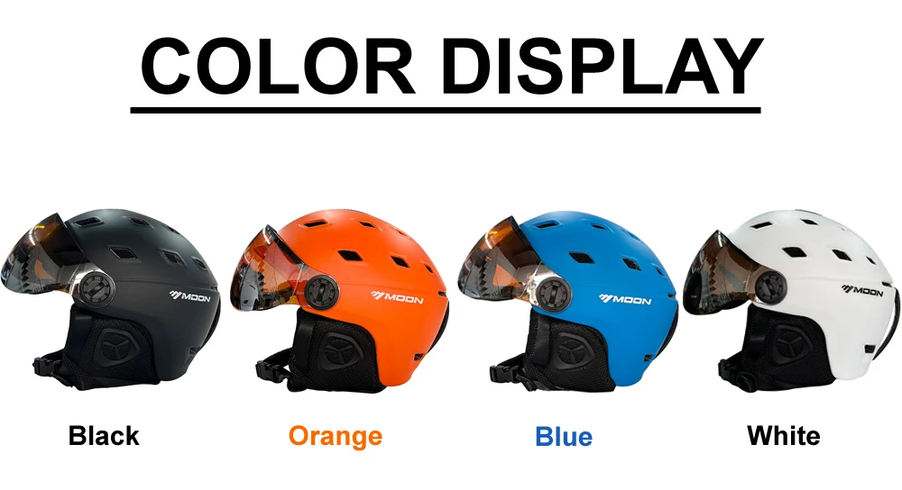MOON Skiing Helmet Goggles Integrally-Molded PC+EPS High-Quality Ski Helmet Outdoor Sports Ski Snowboard Skateboard Helmets