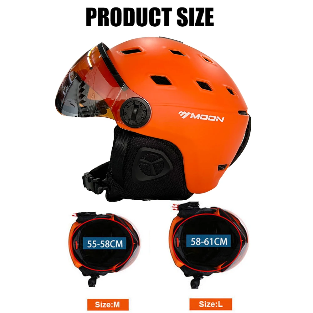 MOON Skiing Helmet Goggles Integrally-Molded PC+EPS High-Quality Ski Helmet Outdoor Sports Ski Snowboard Skateboard Helmets