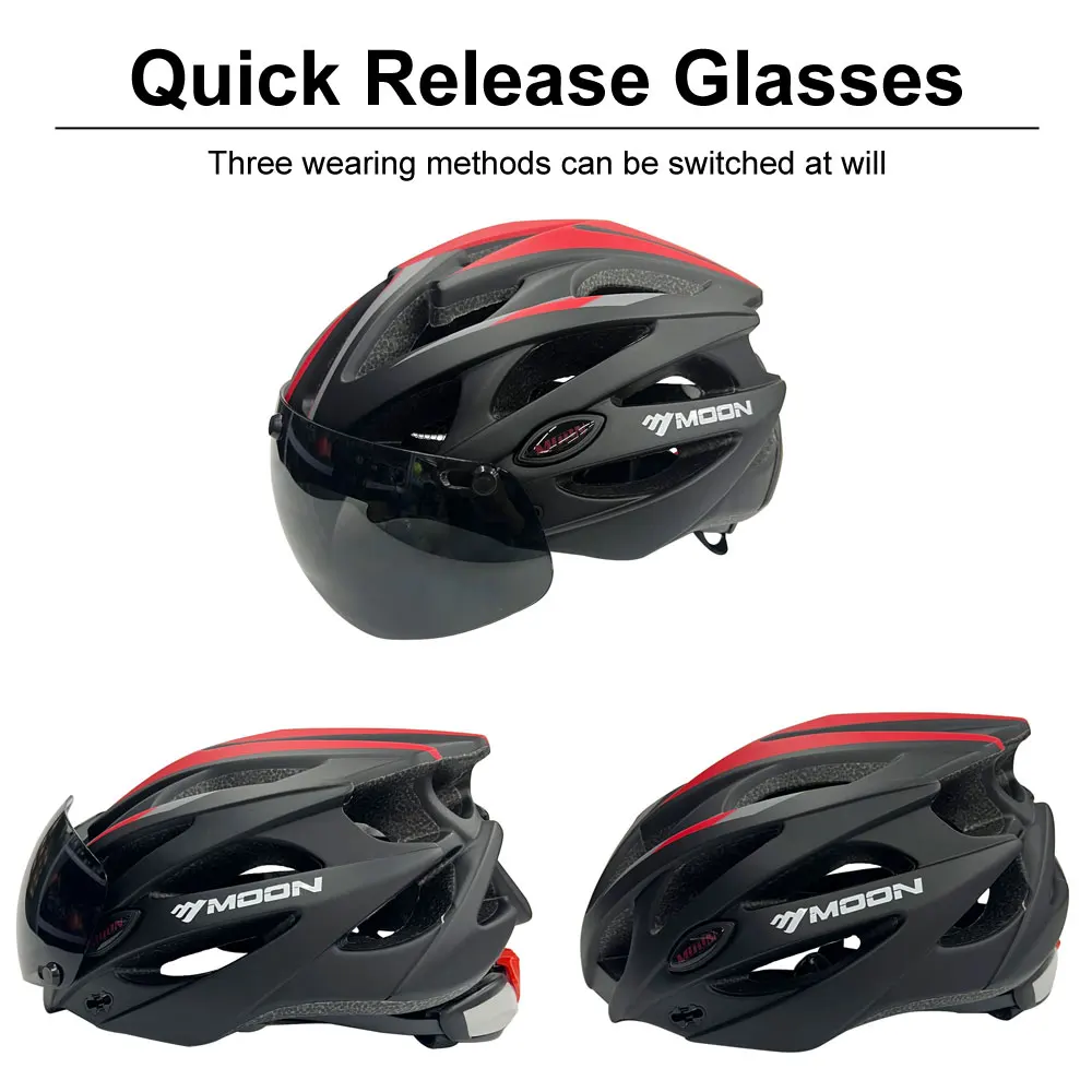 Lightweight Cycling Safety Helmet Outdoor Motorcycle Bicycle Helmet With Removable Visor Glasses MTB Mountain Road Bike Helmet